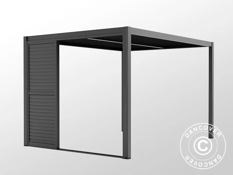 Skyvedører med lameller til pergola paviljong San Pablo 3m, 0,92x2,18m, Svart - Image 7