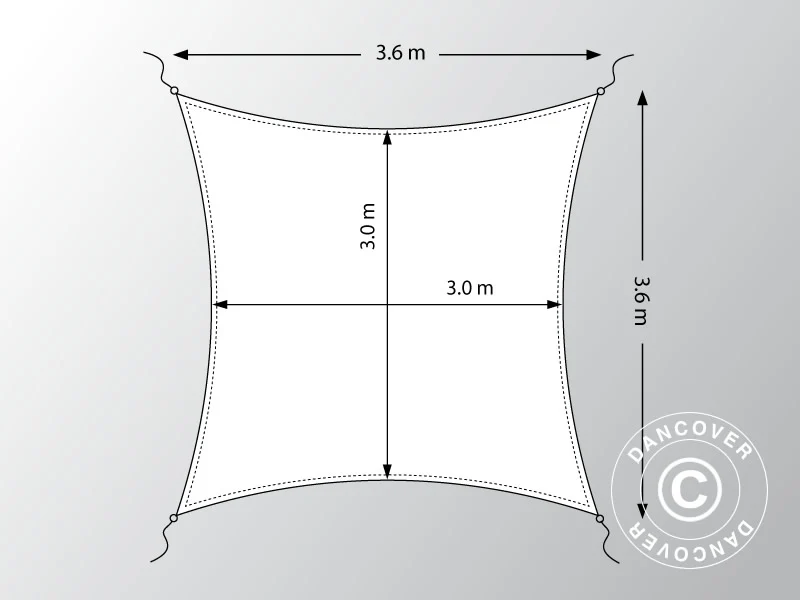 Solseil 3,6x3,6m, Firkantet, Sand - Image 5