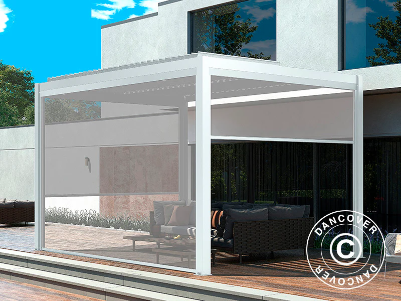 Solskjermingsvegg til bioklimatisk pergola paviljong San Pablo, 3m, hvit/lysegrå - Image 3