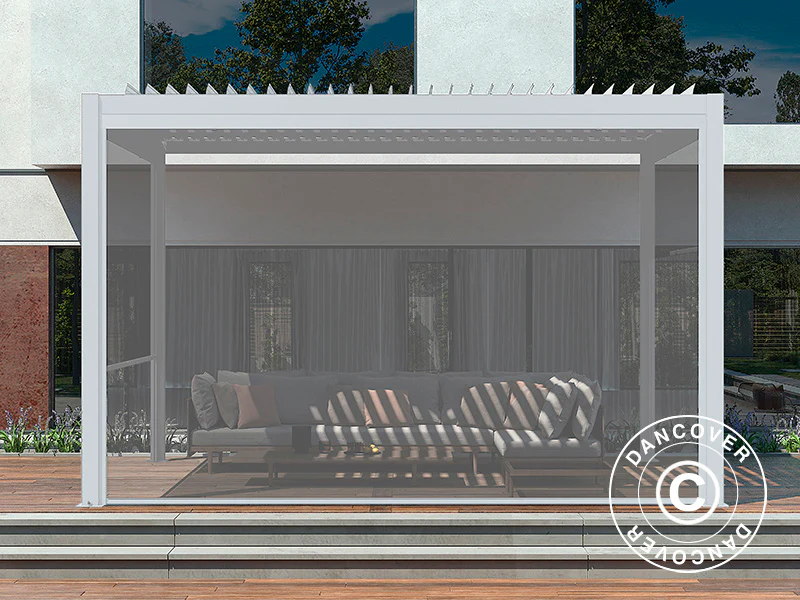Solskjermingsvegg til bioklimatisk pergola paviljong San Pablo, 3m, hvit/lysegrå - Image 4