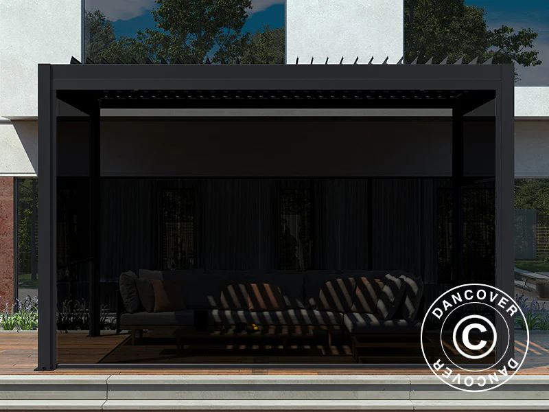 Solskjermingsvegg til bioklimatisk pergola-paviljong San Pablo, 3m, Svart - Image 4