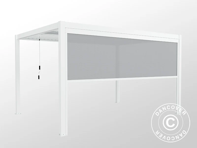 Solskjermingsvegg til bioklimatisk pergola paviljong San Pablo, 4m, Hvit/Lysegrå - Image 5