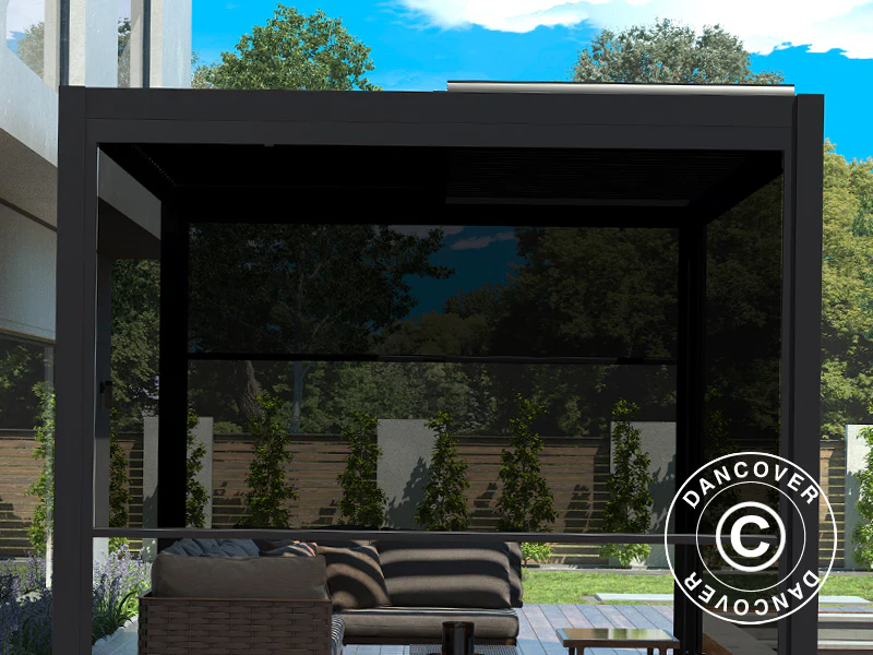 Solskjermingsvegg til bioklimatisk pergola-paviljong San Pablo, 4m, Svart - Image 4