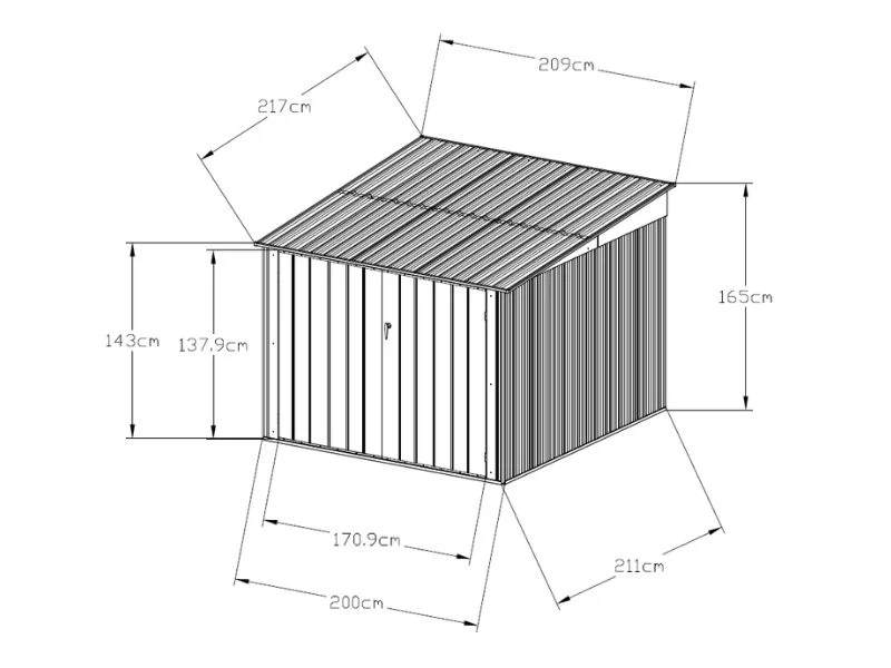 Sykkelskur 2,09x2,17x1,65m, ProShed®, 4,53m2, Antrasitt - Image 7