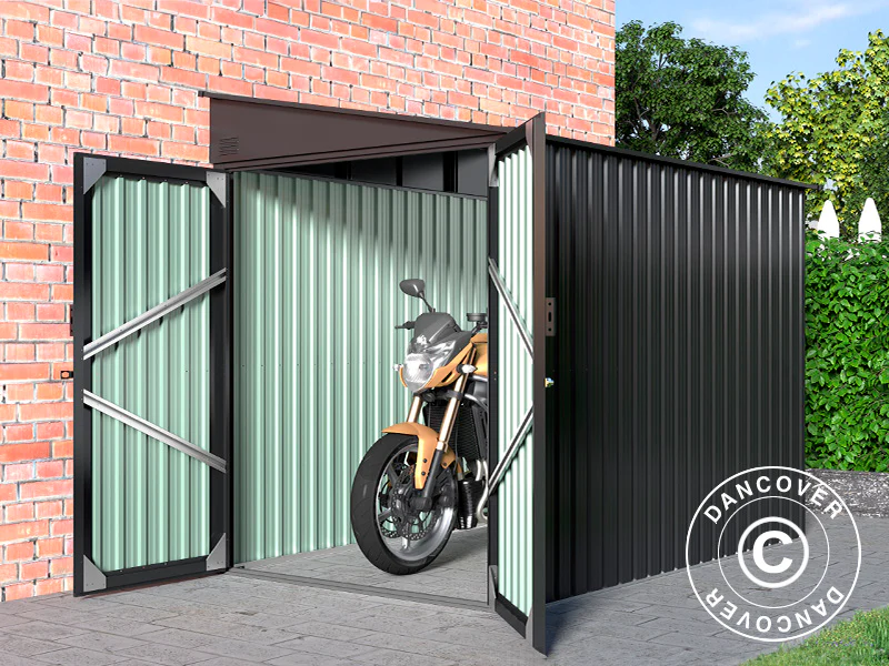 Sykkelskur i metall (motorsykler/sykler), 1,7x2,49x2,03m, 4,25m², Antrasitt - Image 3