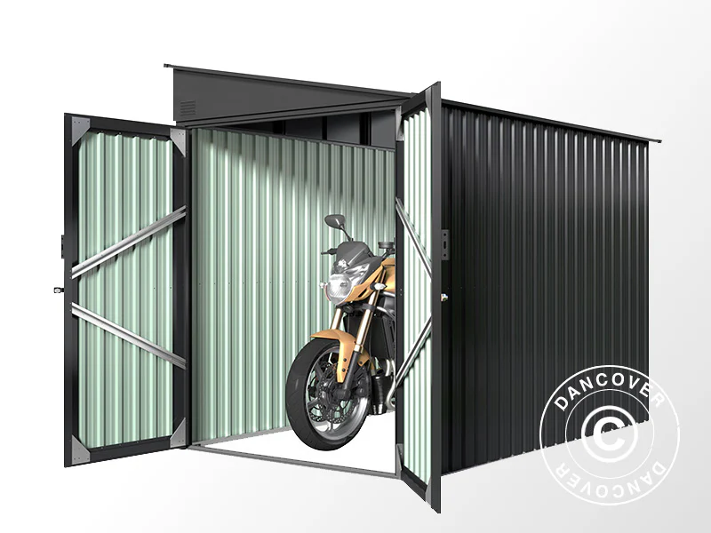 Sykkelskur i metall (motorsykler/sykler), 1,7x2,49x2,03m, 4,25m², Antrasitt - Image 5