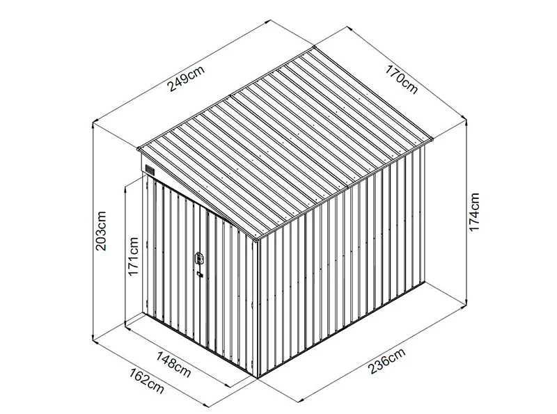 Sykkelskur i metall (motorsykler/sykler), 1,7x2,49x2,03m, 4,25m², Antrasitt - Image 6