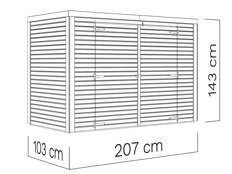Sykkelskur i tre, Bertilo Box Bike, 2,07x1,03x1,43m, 2,1m², Naturlig - Image 7