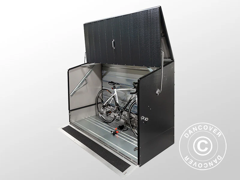 Sykkelskur med rampe, Protect-a-Cycle, Trimetals, 1,96x0,89x1,33m, 1,74m², Antrasitt - Image 11