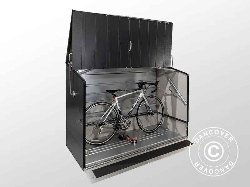 Sykkelskur med rampe, Protect-a-Cycle, Trimetals, 1,96x0,89x1,33m, 1,74m², Antrasitt - Image 6