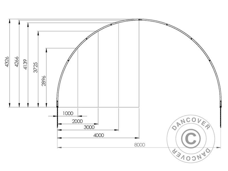 Telthall, rundbuehall 8x15x4,33m m/skyveport, PVC, Grønn - Image 7