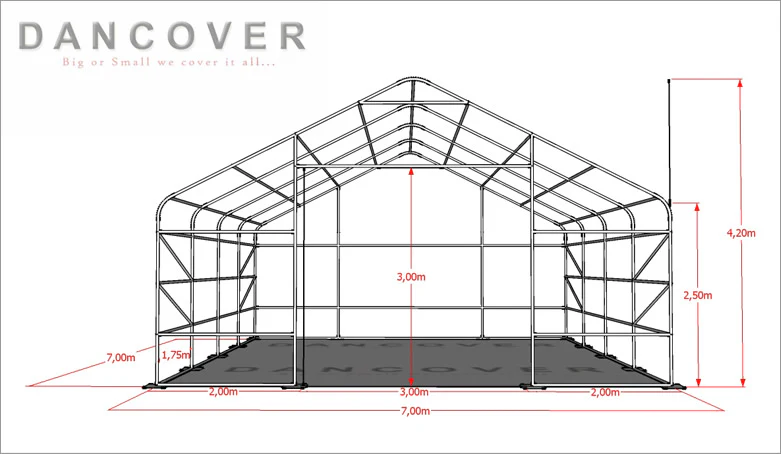 Telthall Titanium 7x7x2,5x4,2m, Hvit/Grå - Image 15