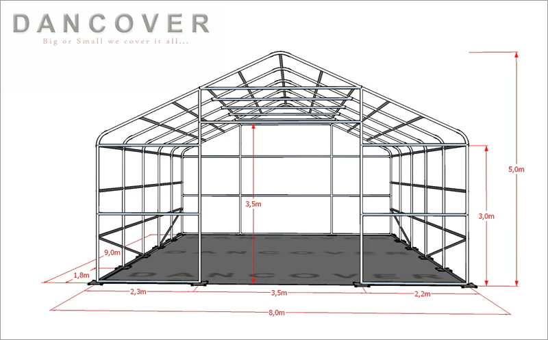 Telthall Titanium 8x9x3x5m, Hvit/Grå - Image 27