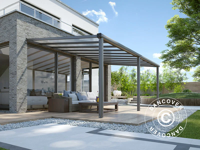 Terrassetak Compact m/tak i polykarbonat, 3x4,24m, Antrasitt - Image 2