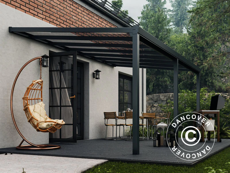 Terrassetak Easy m/glasstak, 3x3m, Antrasitt - Image 2