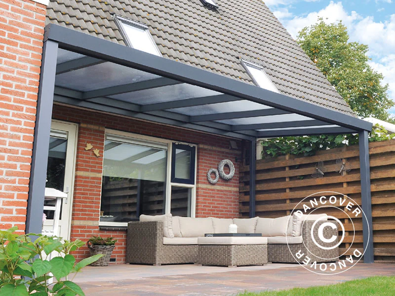 Terrassetak Expert m/tak i polykarbonat, 4x3m, Antrasitt - Image 3