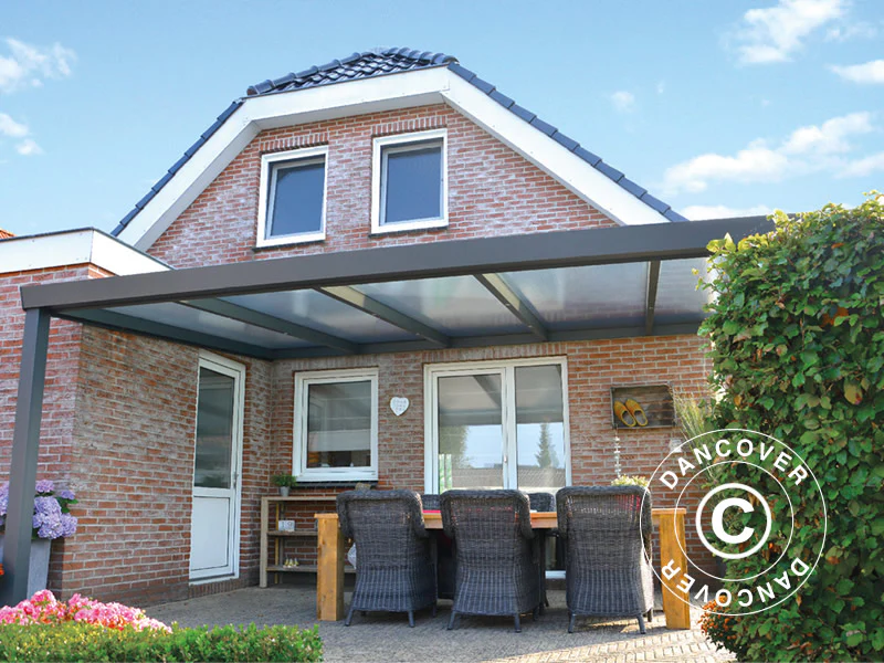 Terrassetak Expert m/tak i polykarbonat, 4x6m, Antrasitt - Image 4