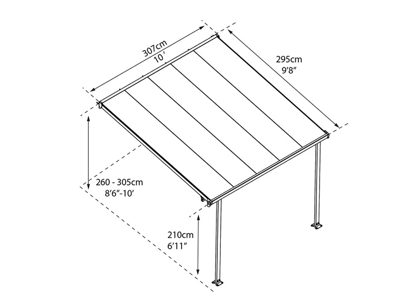 Terrassetak Feria, Palram/Canopia, 3x3,05m, Grå - Image 3