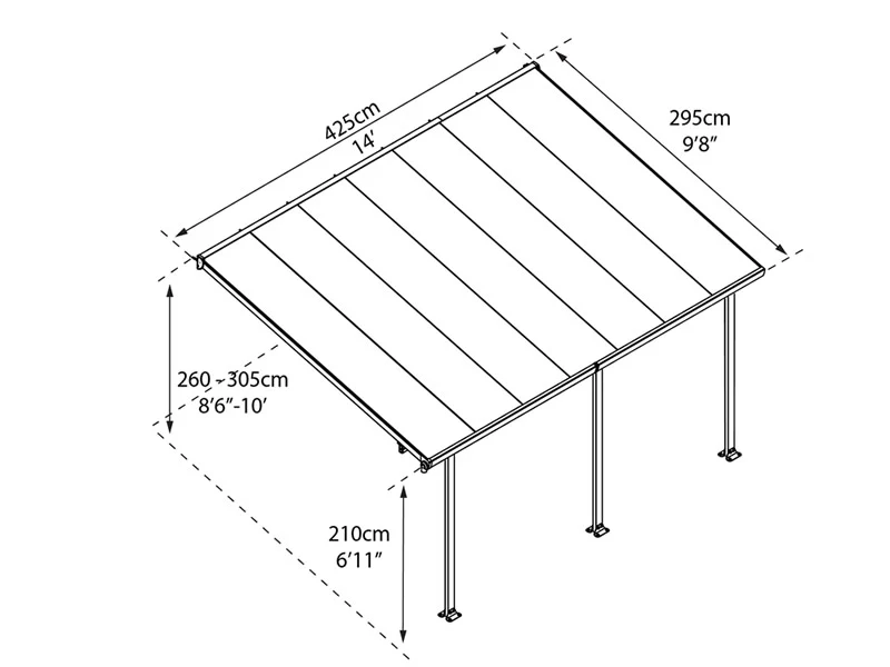Terrassetak Feria, Palram/Canopia, 3x4,25m, Hvit - Image 8