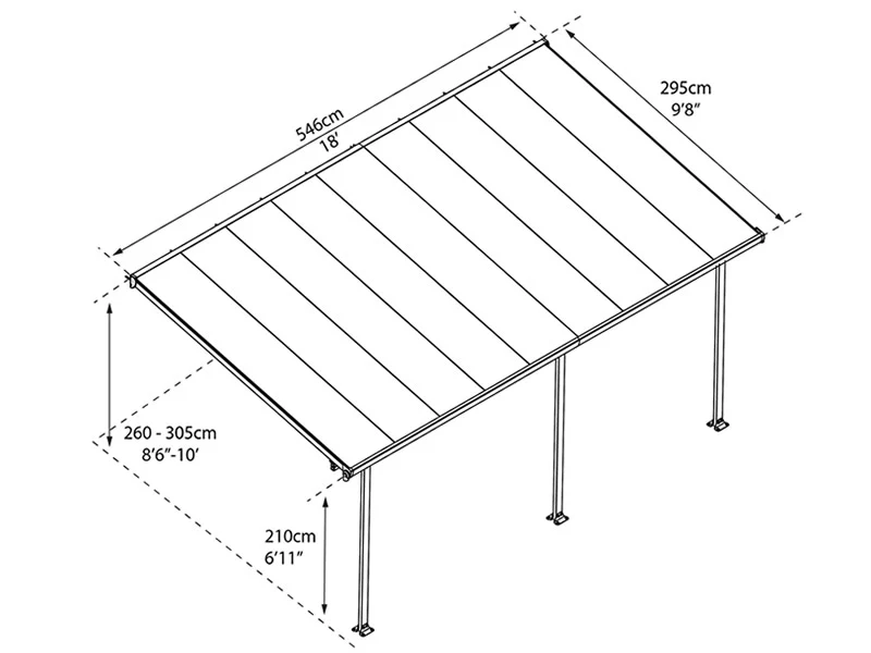 Terrassetak Feria, Palram/Canopia, 3x5,46m, Grå - Image 3