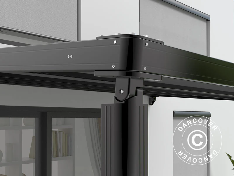 Terrassetak, veggmontert pergola Santa Ynez, 4x3m, Svart/Mørkegrå - Image 4