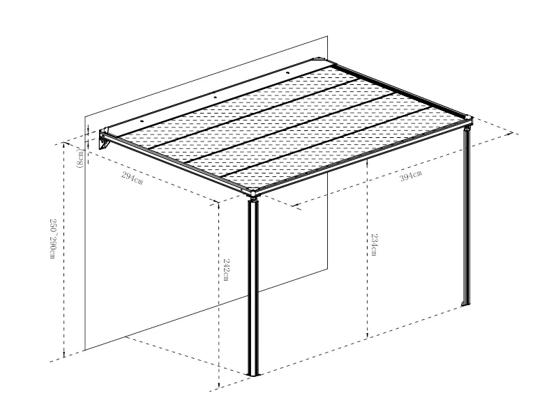 Terrassetak, veggmontert pergola Santa Ynez, 4x3m, Svart/Mørkegrå - Image 8