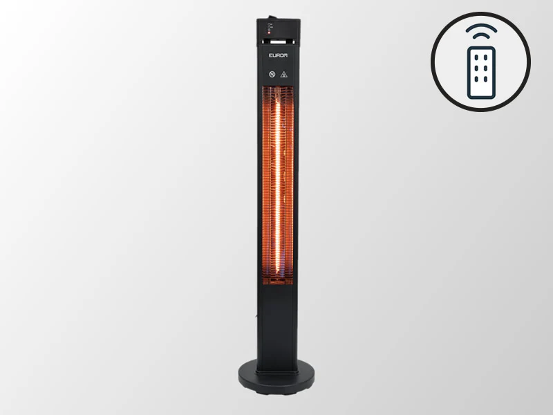 Terrassevarmer Q-Tower 2000 RCD m/fjernkontroll, 2000W, Svart