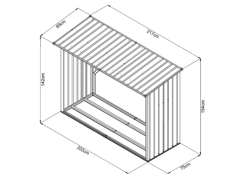 Vedskjul 2,17x0,89x1,54m, 1,93m2, ProShed®, Antrasitt - Image 7
