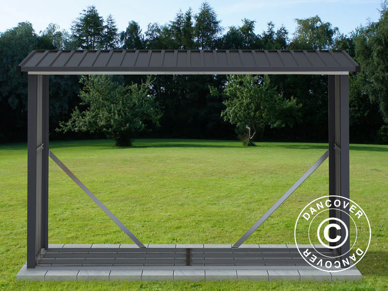 Vedskjul 2,42x0,89x1,56m, 2,15m², ProShed®, Antrasitt - Image 2
