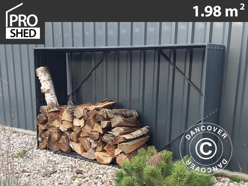 Vedskjul, høybed 1,8x0,5x1,1m ProShed®, 0,9m², Antrasitt